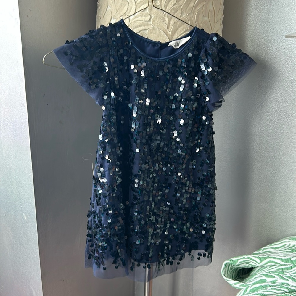 H&M navy blue sequins dress